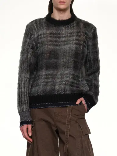 Sacai Plaid Mohair Knit Pullover | Thumbnail 6 Sacai Plaid Mohair Knit Pullover | Thumbnail 6