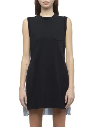 Sacai Denim x Cotton Jersey Dress in Navy/light Blue | Thumbnail 1 Sacai Denim x Cotton Jersey Dress in Navy/light Blue | Thumbnail 1