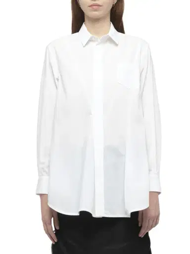 Sacai Poplin Shirt in Off White | Thumbnail 1 Sacai Poplin Shirt in Off White | Thumbnail 1
