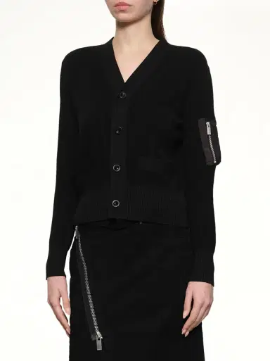 Sacai Nylon Twill x Cotton Knit Cardigan | Thumbnail 6 Sacai Nylon Twill x Cotton Knit Cardigan | Thumbnail 6