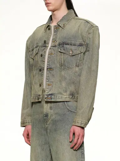 Entire Studios Shrunken Denim Jacket in Sufacewave Surfacewave | Thumbnail 2 Entire Studios Shrunken Denim Jacket in Sufacewave Surfacewave | Thumbnail 2