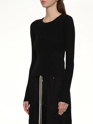 Rick Owens Cropped Rib Long Sleeve T | Thumbnail 2 Rick Owens Cropped Rib Long Sleeve T | Thumbnail 2