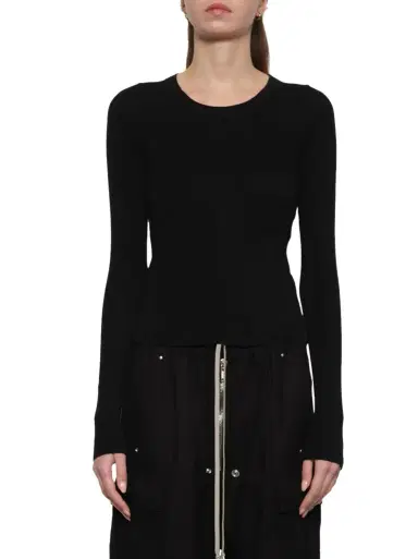 Rick Owens Cropped Rib Long Sleeve T | Thumbnail 1 Rick Owens Cropped Rib Long Sleeve T | Thumbnail 1