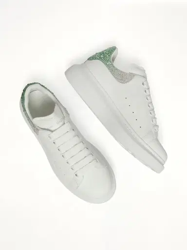 Alexander McQueen Larry Oversized Heel Sneaker in White/green Crystal | Thumbnail 4 Alexander McQueen Larry Oversized Heel Sneaker in White/green Crystal | Thumbnail 4