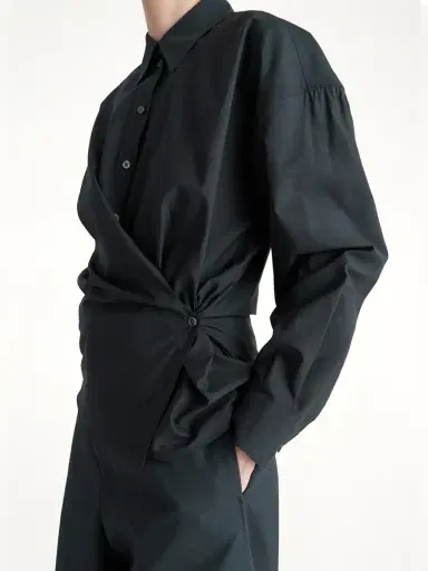 Lemaire Straight Collar Twisted Shirt in Squid | Thumbnail 2 Lemaire Straight Collar Twisted Shirt in Squid | Thumbnail 2