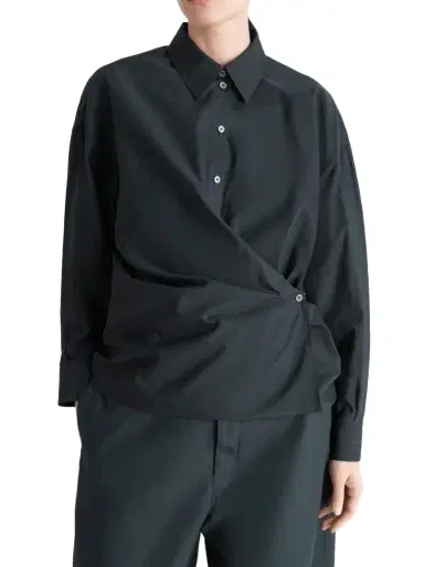Lemaire Straight Collar Twisted Shirt in Squid | Thumbnail 1 Lemaire Straight Collar Twisted Shirt in Squid | Thumbnail 1