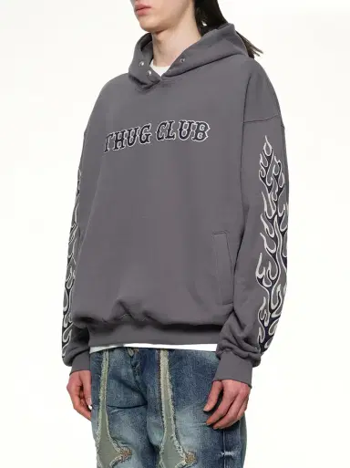 THUG CLUB Leather Flame Hoodie | Thumbnail 2 THUG CLUB Leather Flame Hoodie | Thumbnail 2