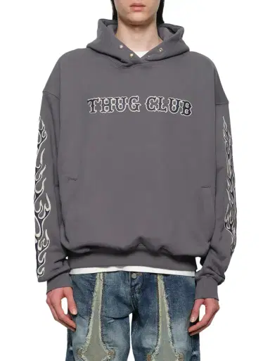 THUG CLUB Leather Flame Hoodie | Thumbnail 1 THUG CLUB Leather Flame Hoodie | Thumbnail 1