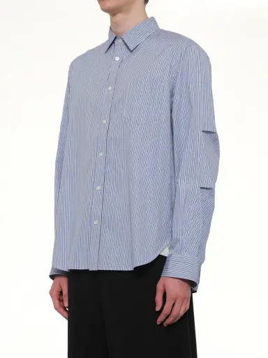 Sacai Poplin Shirt in Light Blue Stripe | Thumbnail 2 Sacai Poplin Shirt in Light Blue Stripe | Thumbnail 2