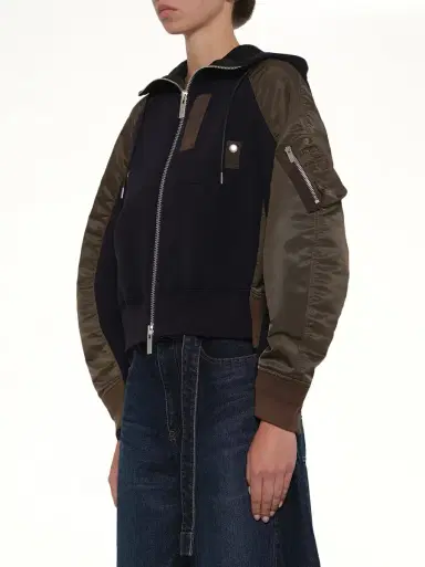 Sacai Sponge Sweat Twist Hoodie in Navy/dark Khaki | Thumbnail 2 Sacai Sponge Sweat Twist Hoodie in Navy/dark Khaki | Thumbnail 2