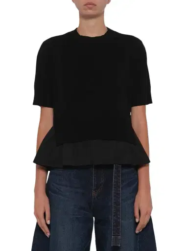 Sacai Poplin x Cotton Knit Pullover | Thumbnail 1 Sacai Poplin x Cotton Knit Pullover | Thumbnail 1