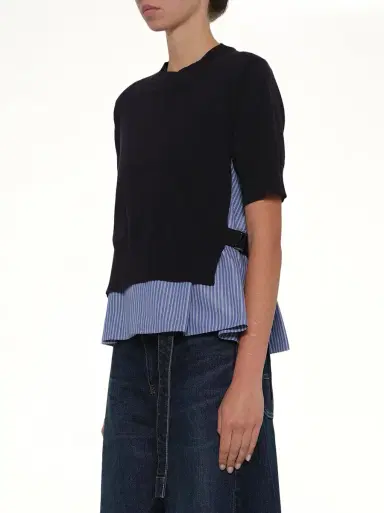 Sacai Poplin x Cotton Knit Pullover | Thumbnail 2 Sacai Poplin x Cotton Knit Pullover | Thumbnail 2