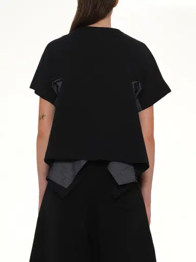 Sacai Light Weight Denim x Cotton Jersey T-shirt in Navy/blue Navy | Thumbnail 5 Sacai Light Weight Denim x Cotton Jersey T-shirt in Navy/blue Navy | Thumbnail 5