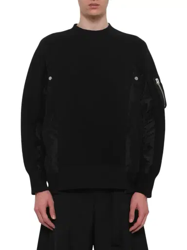 Sacai Sponge Sweat x Nylon Twill Pullover | Thumbnail 1 Sacai Sponge Sweat x Nylon Twill Pullover | Thumbnail 1