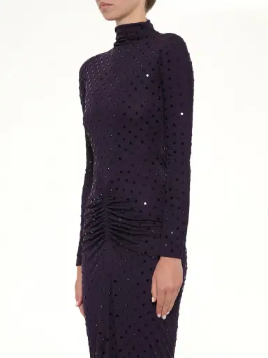 Alaïa Draped Dress LS in Aubergine Purple | Thumbnail 2 Alaïa Draped Dress LS in Aubergine Purple | Thumbnail 2