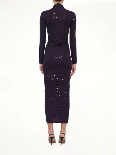 Alaïa Draped Dress LS in Aubergine Purple | Thumbnail 5 Alaïa Draped Dress LS in Aubergine Purple | Thumbnail 5