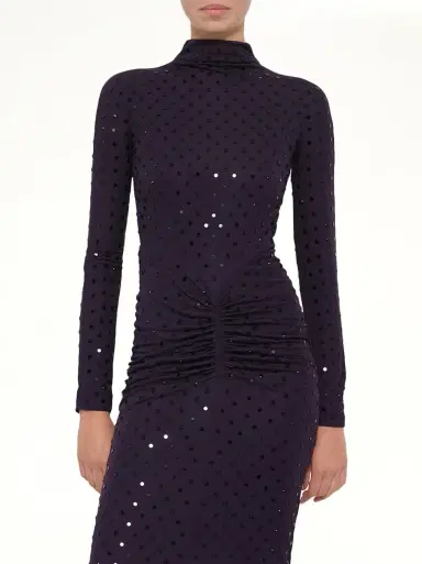 Alaïa Draped Dress LS in Aubergine Purple | Thumbnail 6 Alaïa Draped Dress LS in Aubergine Purple | Thumbnail 6