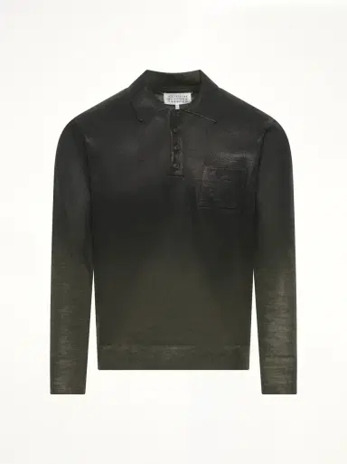 Maison Margiela Coated Knit Polo in Green/black Green | Thumbnail 3 Maison Margiela Coated Knit Polo in Green/black Green | Thumbnail 3