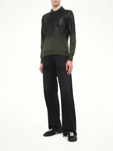Maison Margiela Coated Knit Polo in Green/black Green | Thumbnail 4 Maison Margiela Coated Knit Polo in Green/black Green | Thumbnail 4