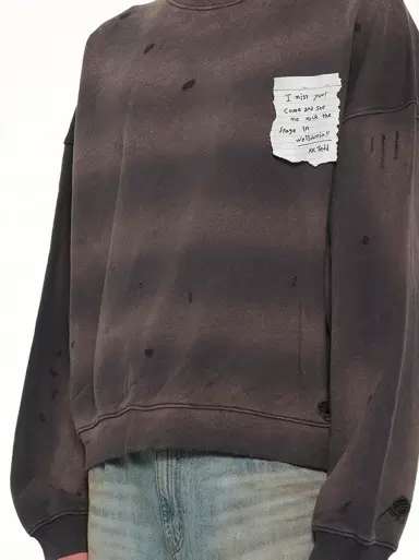 We11Done Paper Note Grunge Sweatshirt in Charcoal Grey | Thumbnail 6 We11Done Paper Note Grunge Sweatshirt in Charcoal Grey | Thumbnail 6