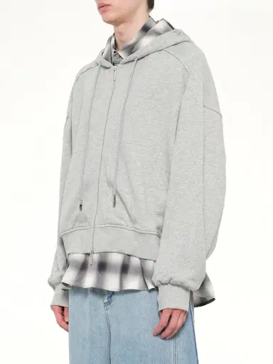 FENG CHEN WANG 2 in 1 Zip Hoodie With Check | Thumbnail 2 FENG CHEN WANG 2 in 1 Zip Hoodie With Check | Thumbnail 2
