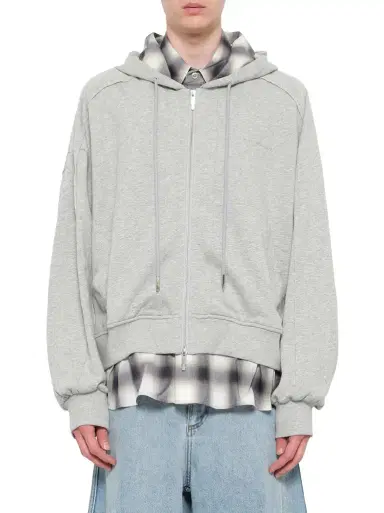 FENG CHEN WANG 2 in 1 Zip Hoodie With Check | Thumbnail 1 FENG CHEN WANG 2 in 1 Zip Hoodie With Check | Thumbnail 1