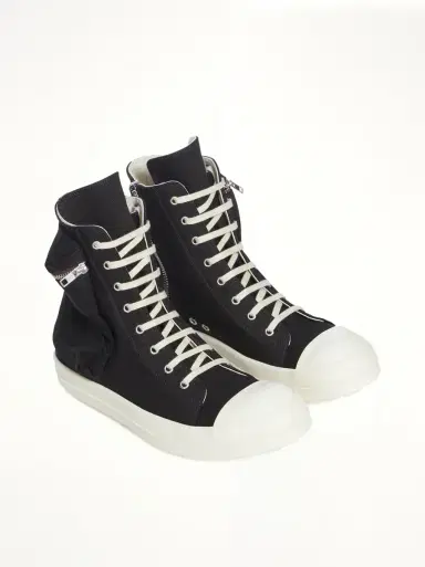 RICK OWENS DRKSHDW Cargo Sneaks in Black/milk Black | Thumbnail 3 RICK OWENS DRKSHDW Cargo Sneaks in Black/milk Black | Thumbnail 3