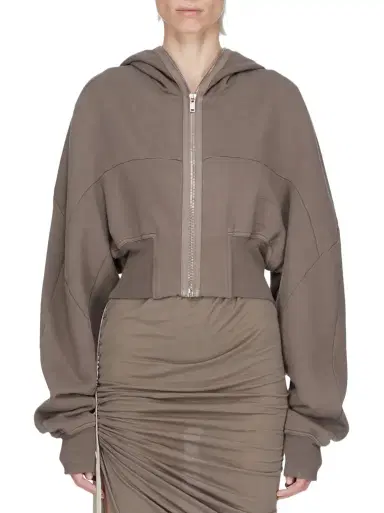 RICK OWENS DRKSHDW Collage Gimp Hoodie in Dust Brown | Thumbnail 1 RICK OWENS DRKSHDW Collage Gimp Hoodie in Dust Brown | Thumbnail 1