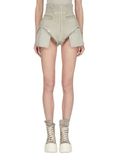 RICK OWENS DRKSHDW Dirt Cutoffs in Sand Beige | Thumbnail 1 RICK OWENS DRKSHDW Dirt Cutoffs in Sand Beige | Thumbnail 1