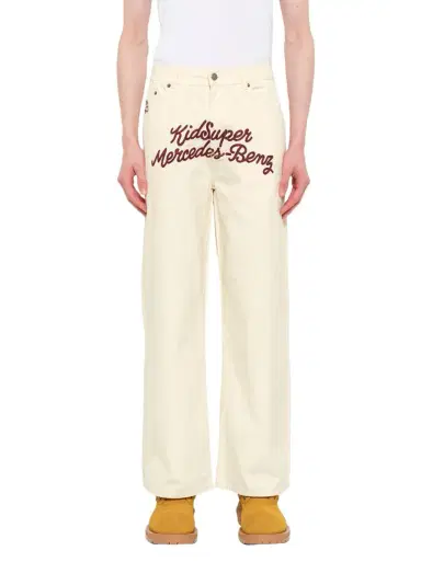 KidSuper Kidsuper X Mercedes Benz Work Pants in Cream Beige | Thumbnail 1 KidSuper Kidsuper X Mercedes Benz Work Pants in Cream Beige | Thumbnail 1
