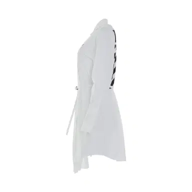 Off-White Diagonal Plisse Shirt Dress in White/black White | Thumbnail 2 Off-White Diagonal Plisse Shirt Dress in White/black White | Thumbnail 2