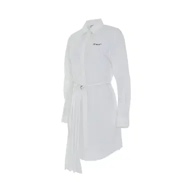 Off-White Diagonal Plisse Shirt Dress in White/black White | Thumbnail 3 Off-White Diagonal Plisse Shirt Dress in White/black White | Thumbnail 3
