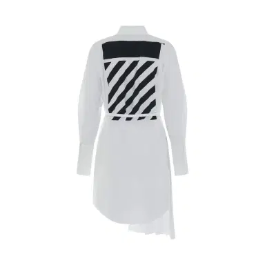 Off-White Diagonal Plisse Shirt Dress in White/black White | Thumbnail 4 Off-White Diagonal Plisse Shirt Dress in White/black White | Thumbnail 4