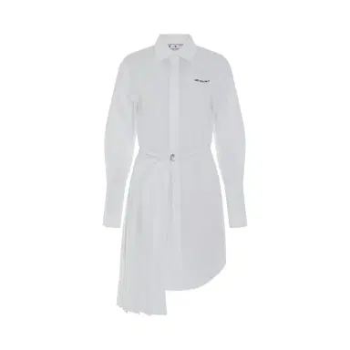 Off-White Diagonal Plisse Shirt Dress in White/black White | Thumbnail 1 Off-White Diagonal Plisse Shirt Dress in White/black White | Thumbnail 1