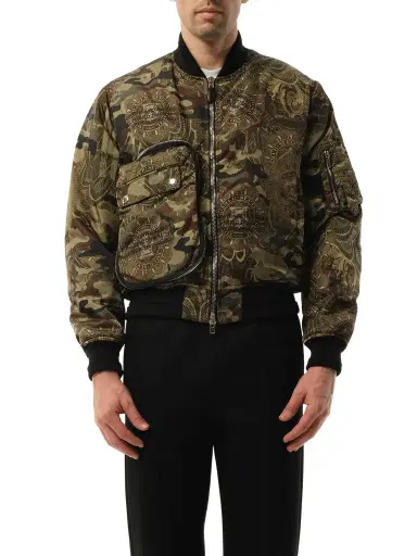 Givenchy Podium Dollar Bomber Jacket in Khaki Green | Thumbnail 1 Givenchy Podium Dollar Bomber Jacket in Khaki Green | Thumbnail 1