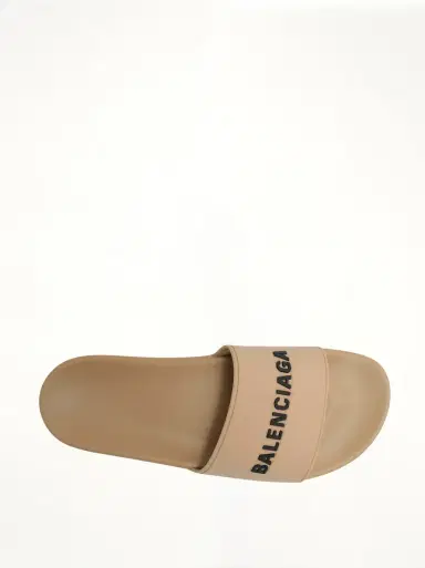 Balenciaga 3D Logo Pool Slide Sandal in Beige/black | Thumbnail 4 Balenciaga 3D Logo Pool Slide Sandal in Beige/black | Thumbnail 4