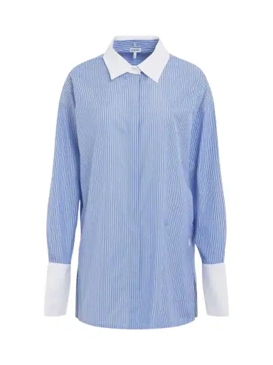 Loewe Stripe Long Shirt in Blue/white Blue | Thumbnail 1 Loewe Stripe Long Shirt in Blue/white Blue | Thumbnail 1