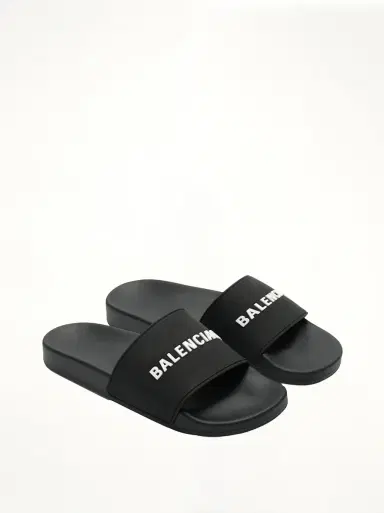 Balenciaga 3D Logo Pool Slide Sandal in Black/white | Thumbnail 3 Balenciaga 3D Logo Pool Slide Sandal in Black/white | Thumbnail 3