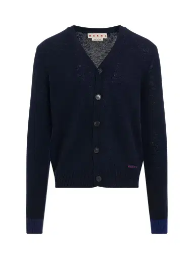 Marni 5 Button Knit Cardigan in Ultramarine Navy | Thumbnail 1 Marni 5 Button Knit Cardigan in Ultramarine Navy | Thumbnail 1