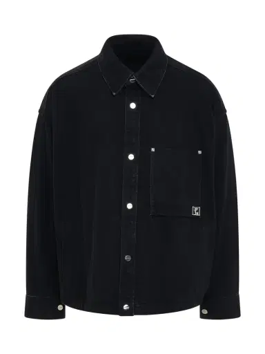 WOOYOUNGMI Denim Volcano Print Shirt | Thumbnail 1 WOOYOUNGMI Denim Volcano Print Shirt | Thumbnail 1