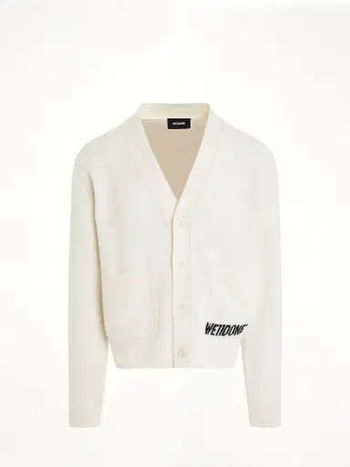 We11Done Pocket Logo Knit Cardigan in Ivory White | Thumbnail 3 We11Done Pocket Logo Knit Cardigan in Ivory White | Thumbnail 3