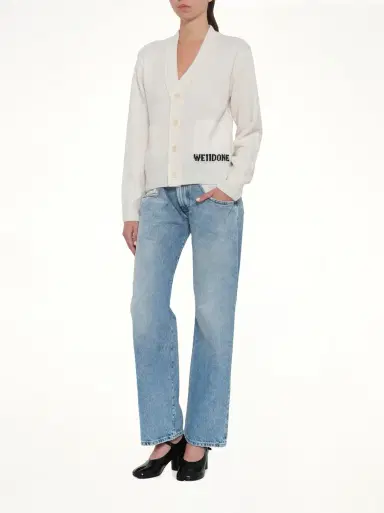 We11Done Pocket Logo Knit Cardigan in Ivory White | Thumbnail 4 We11Done Pocket Logo Knit Cardigan in Ivory White | Thumbnail 4