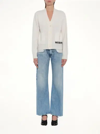 We11Done Pocket Logo Knit Cardigan in Ivory White | Thumbnail 7 We11Done Pocket Logo Knit Cardigan in Ivory White | Thumbnail 7