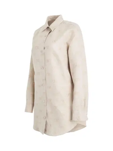 Off-White Linen Jacquard Overshirt | Thumbnail 3 Off-White Linen Jacquard Overshirt | Thumbnail 3