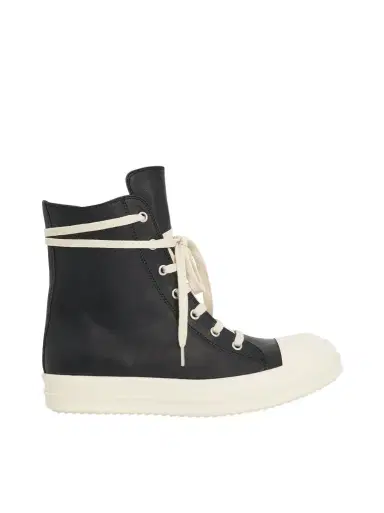 Rick Owens Washed Calf High Sneaker in Black/milk | Thumbnail 1 Rick Owens Washed Calf High Sneaker in Black/milk | Thumbnail 1
