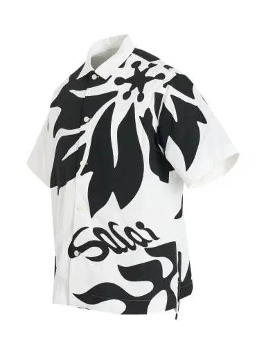 Sacai Floral Embroidered Patch Cotton Poplin Shirt in Off White/black White | Thumbnail 3 Sacai Floral Embroidered Patch Cotton Poplin Shirt in Off White/black White | Thumbnail 3