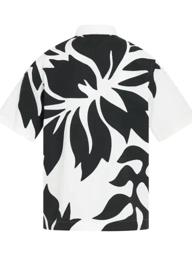 Sacai Floral Embroidered Patch Cotton Poplin Shirt in Off White/black White | Thumbnail 4 Sacai Floral Embroidered Patch Cotton Poplin Shirt in Off White/black White | Thumbnail 4