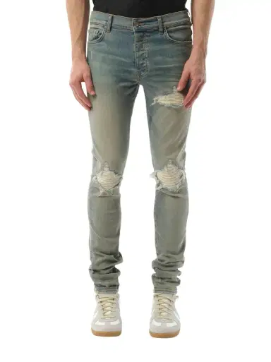 AMIRI Mx1 Ultrasuede Jeans in Antique Indigo Blue | Thumbnail 1 AMIRI Mx1 Ultrasuede Jeans in Antique Indigo Blue | Thumbnail 1