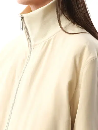 Helmut Lang Silk Zip Bomber Jacket in Oat Brown | Thumbnail 2 Helmut Lang Silk Zip Bomber Jacket in Oat Brown | Thumbnail 2