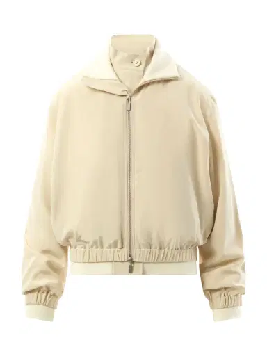 Helmut Lang Silk Zip Bomber Jacket in Oat Brown | Thumbnail 3 Helmut Lang Silk Zip Bomber Jacket in Oat Brown | Thumbnail 3